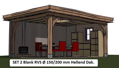 Veranda RG doorvoer 150/200 mm SET 2 Hellend dak 5° - 30°  Blank RVS